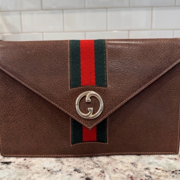 Gucci Handbags - Gucci Brown Leather Satchel vintage with Gold Accent
